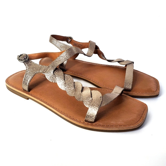 FRYE Braided Leather Sandals Sydney Style Size 9.5 In Metallic Bronze - Picture 4 of 9